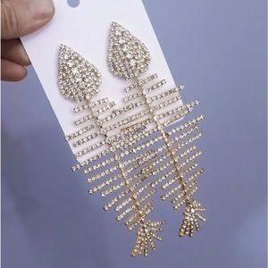 Gold fishbone  long earrings